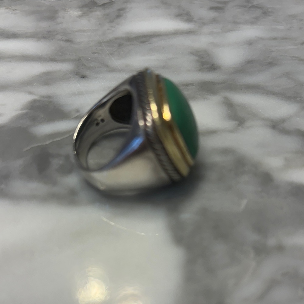 David Yurman Turquoise Silver and Gold Albion Ring Sz 7 - Picture 4 of 7